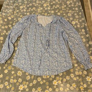 Blue and White Women's Top